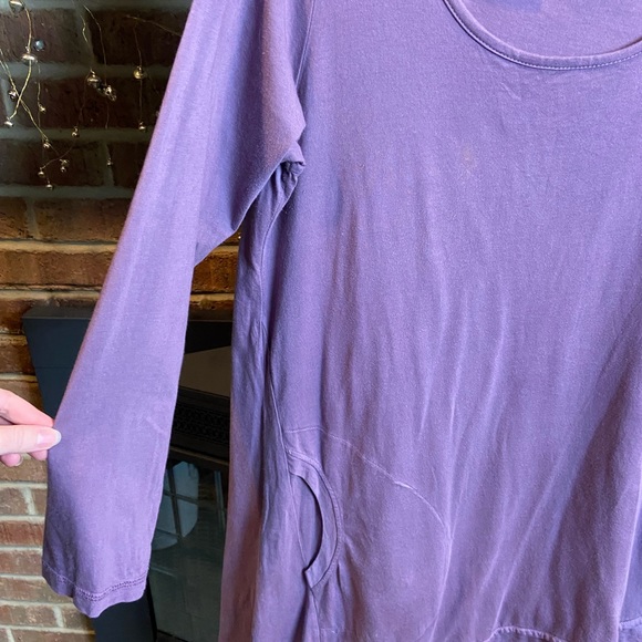 100% Cotton Purple Long Sleeve Asymmetrical Shirt Dress, Size M - Picture 2 of 6